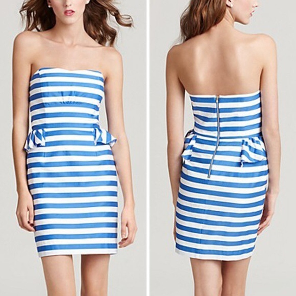 Lilly Pulitzer Blue & White Striped Peplum Dress